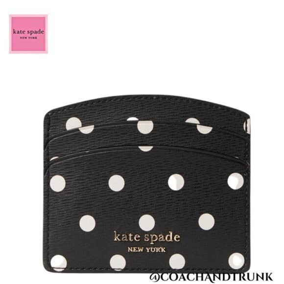 2 Pc KATE SPADE Black Italian Leather Remedy Bag & Cabana Dot Card Case NWT - Picture 3 of 11